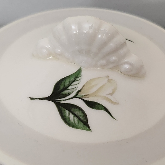 Vintage Homer Laughlin Nautilus Grey Gardenia Footed Sugar Bowl Lid Creamer Set - Picture 6 of 13